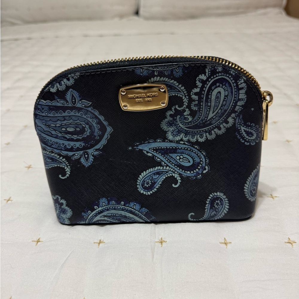 Blue Paisley Michael Kors wallet and matching makeup bag. New without tags.